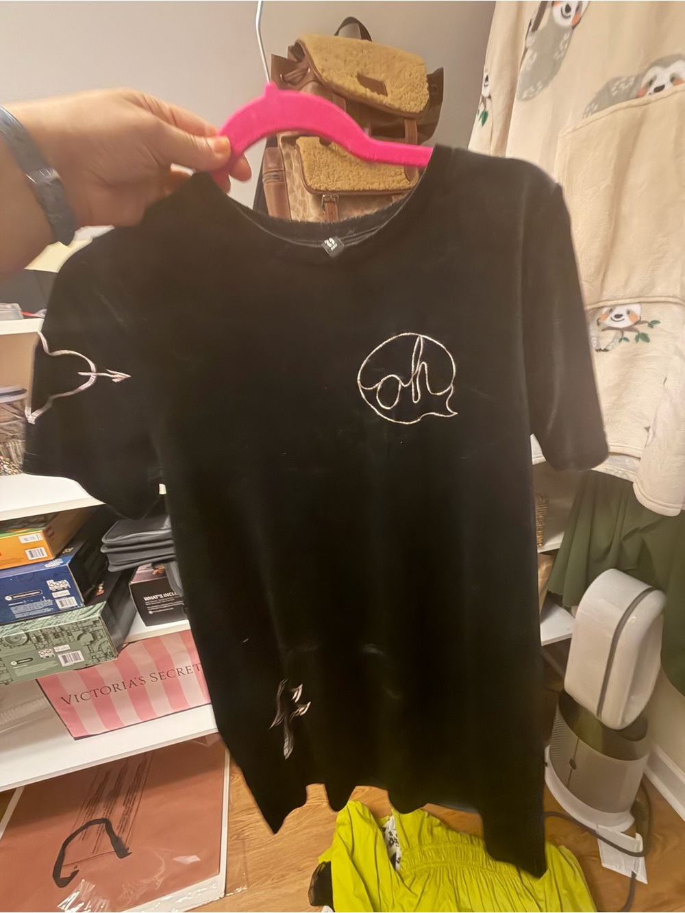 Divided Black Short-Sleeve dress with White Graphic Accents
